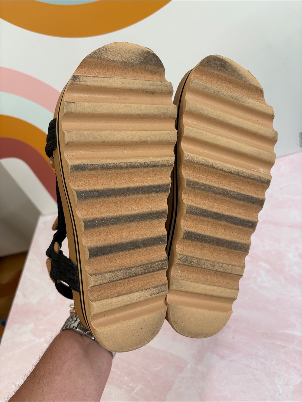 Reef Women’s Black and Tan Platform Sandals - Picture 6 of 7